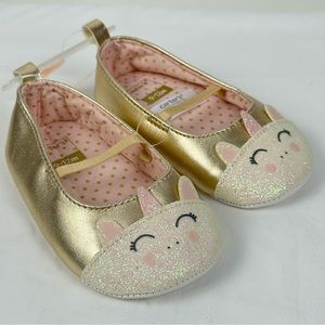 Carter’s NWT gold unicorn ballet flats - size 9-12 months